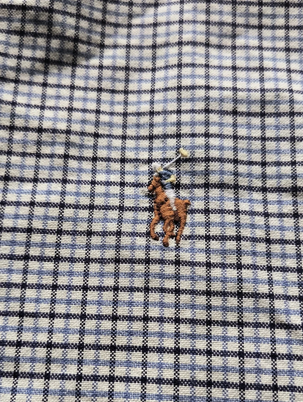 Polo by Ralph Lauren Blue and White Mini Check Short-Sleeve Button-Down Shirt